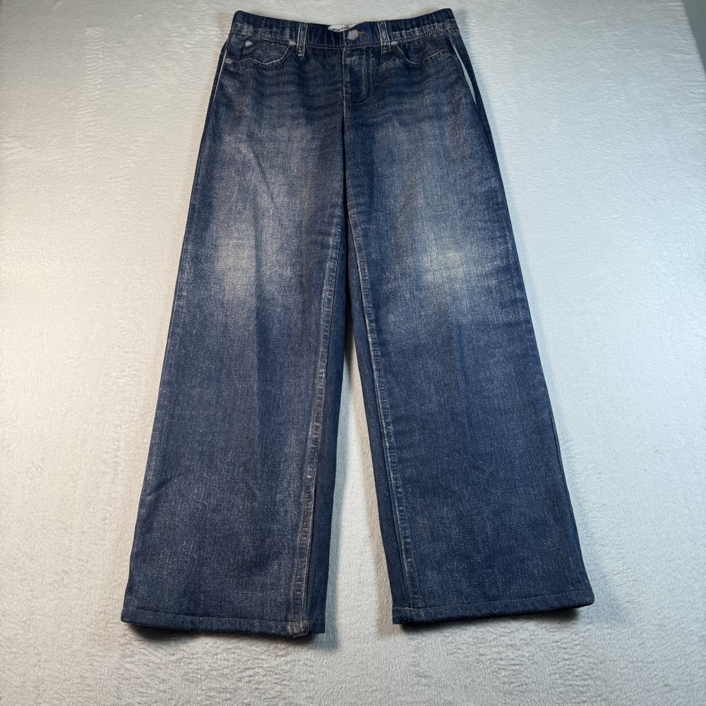 Mila‎ Rosabella Wide Leg jean sweatpants J Womens L Blue Medium Wash High Rise